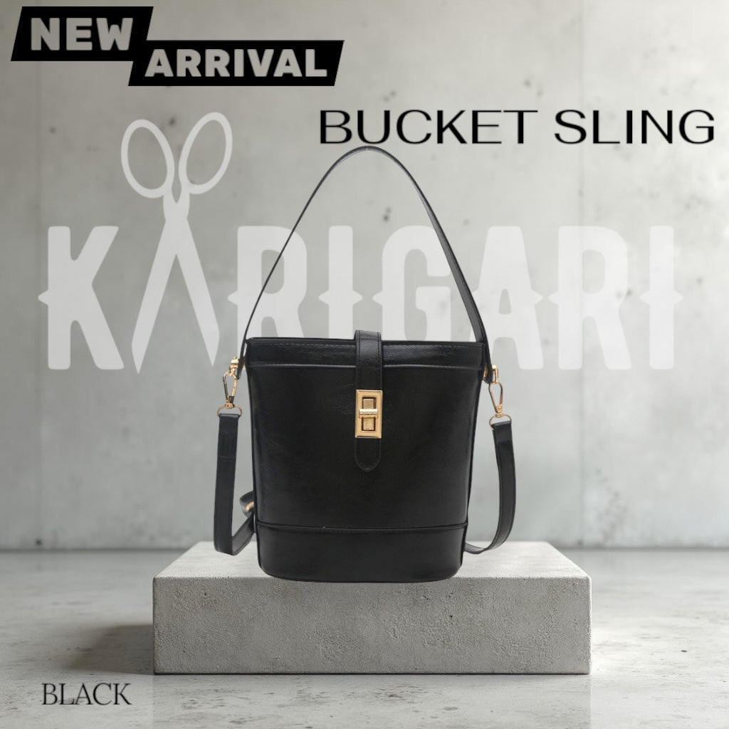 Karigari Black Bucket Sling  Handy& Crossbody