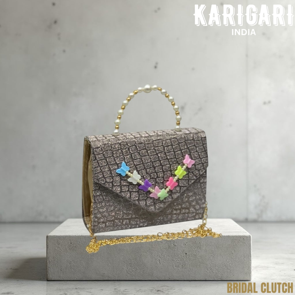 Textured Bridal Clutch with Pearl