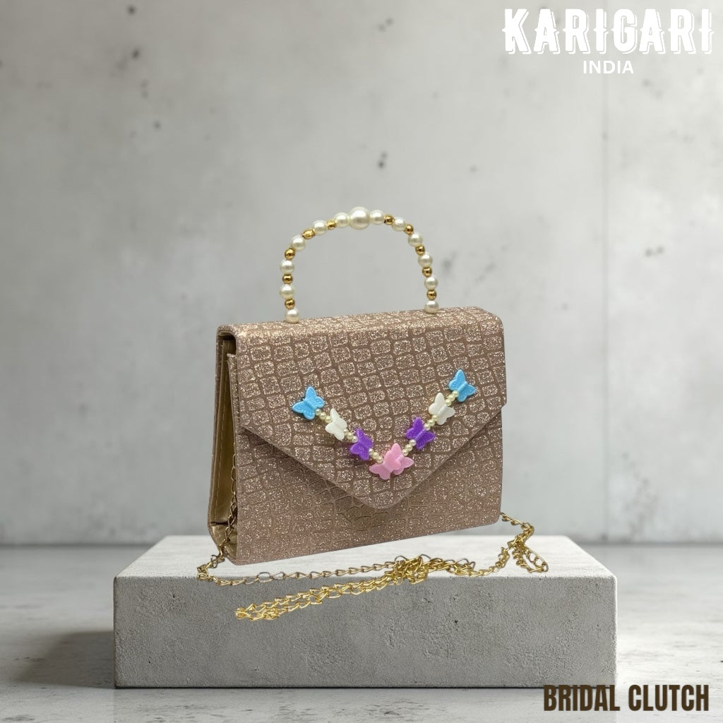 Textured Bridal Clutch with Pearl