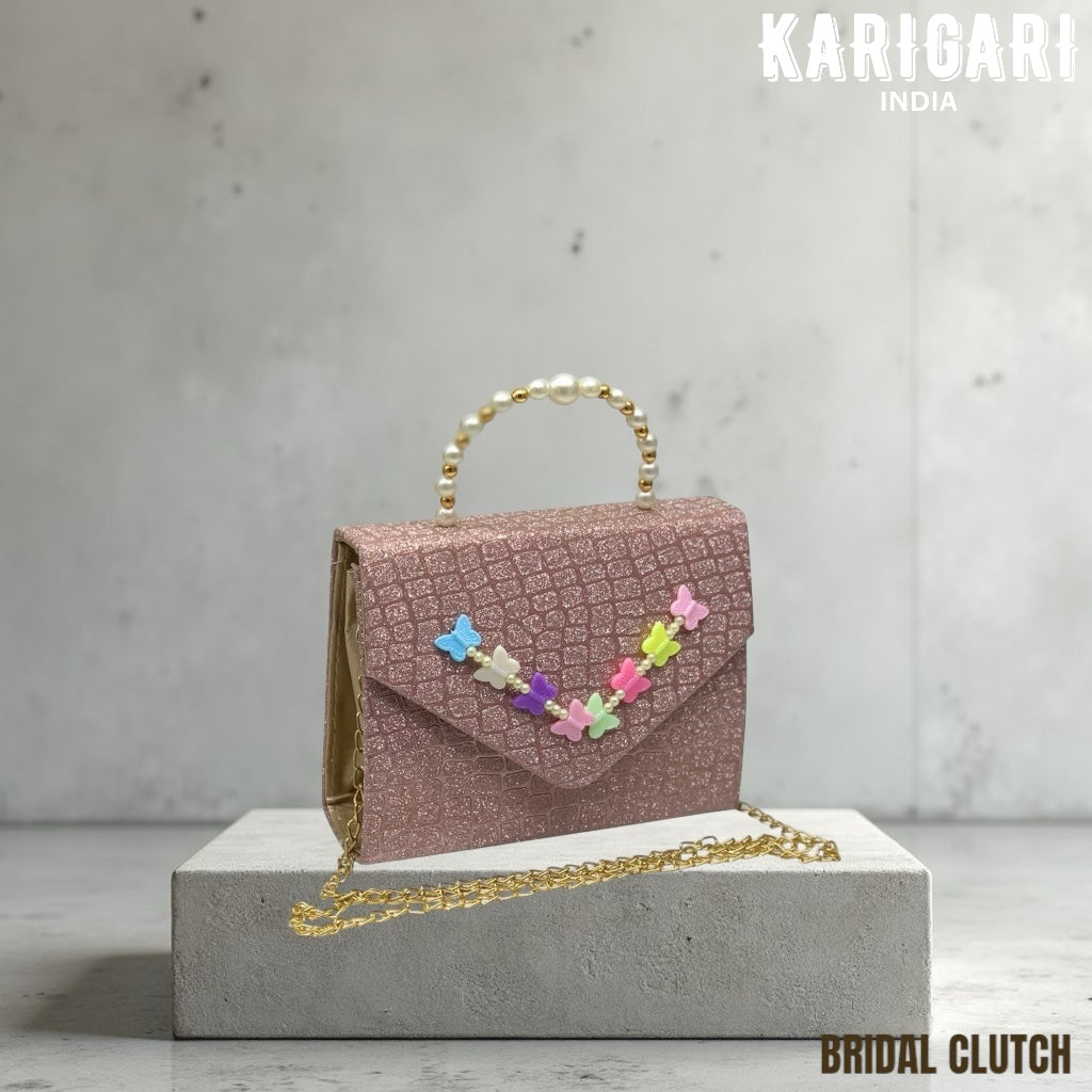 Textured Bridal Clutch with Pearl