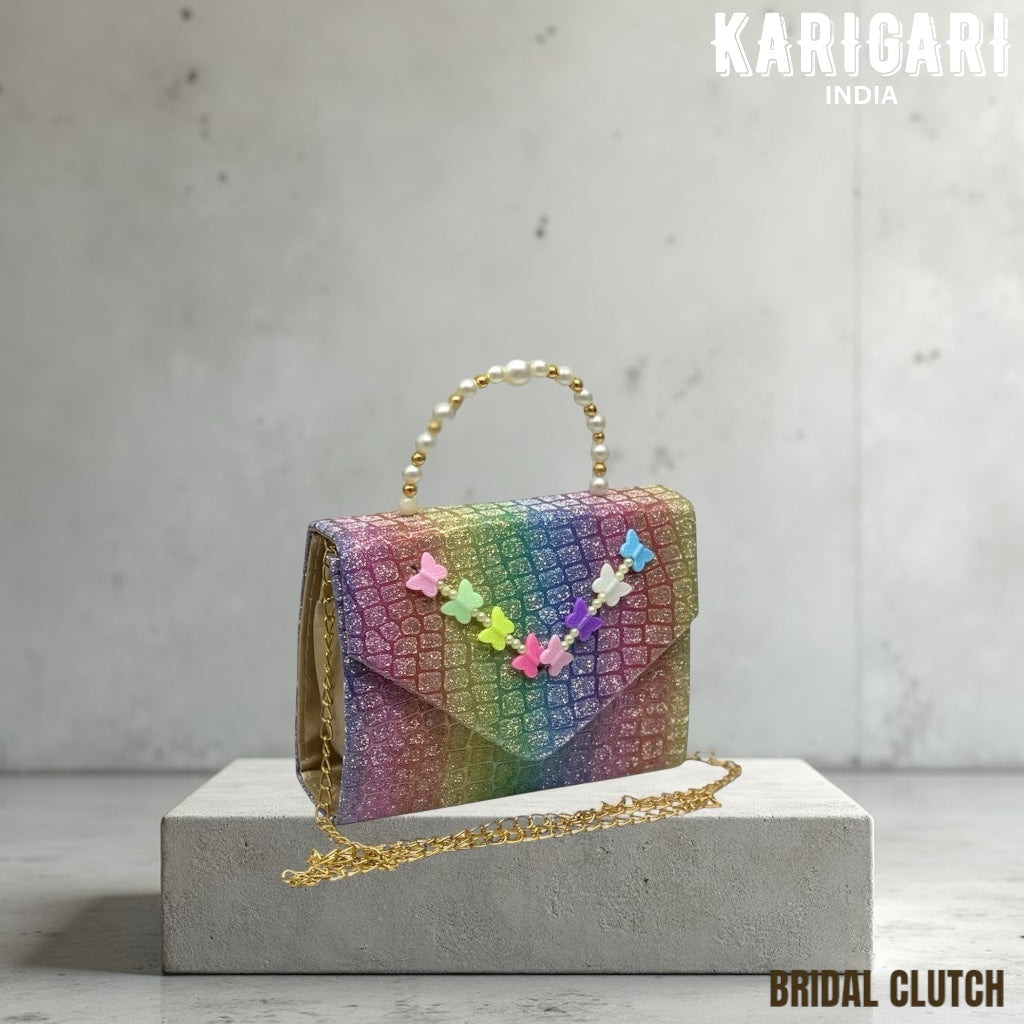 Textured Bridal Clutch with Pearl