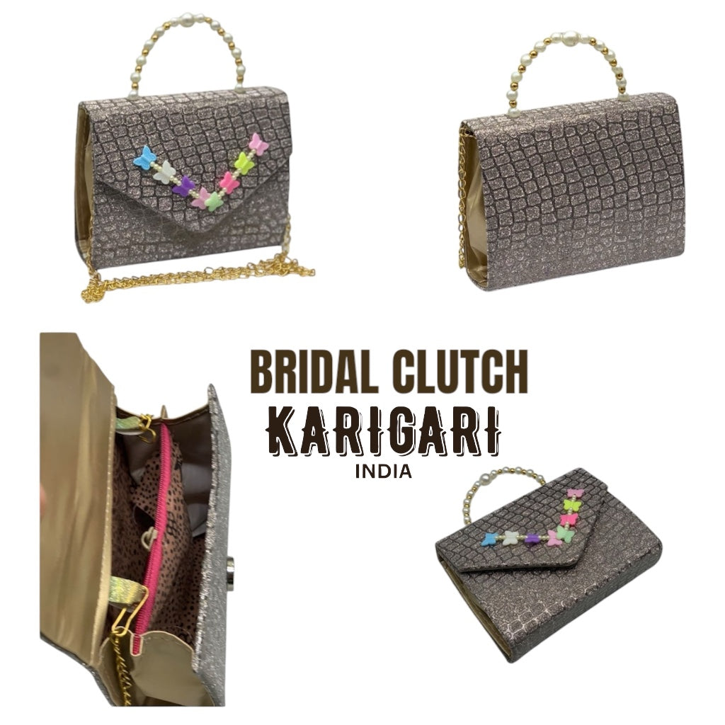 Textured Bridal Clutch with Pearl